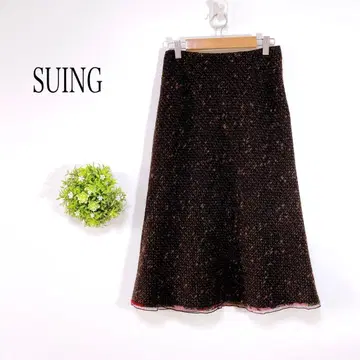 [ 새상품급 ] SUING [ 40 ] 플레어 스커트 트위드 레이스 양모