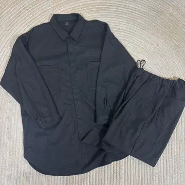 MUJI labo 스트레치 기모 긴팔 셔츠&팬츠 차콜 그레이