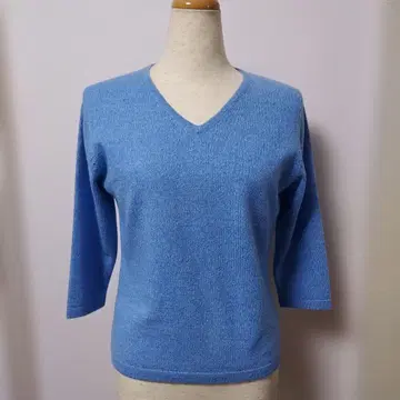RAMUZ 다이마루 캐시미어 니트 스웨터 7부 소매 블루 L