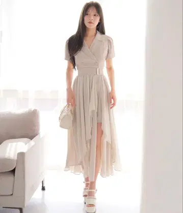 LIPSERVICE 2way 플레어 쉬폰 자켓 원피스