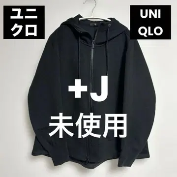 [ 미사용 ] 유니클로 +J 드라이 맨투맨 풀 집업 후드티 블랙 L 블랙