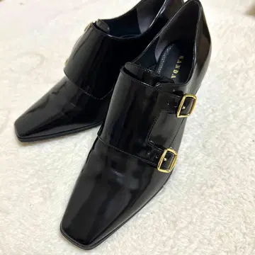 RANDA 블랙 더블 버클 슈즈