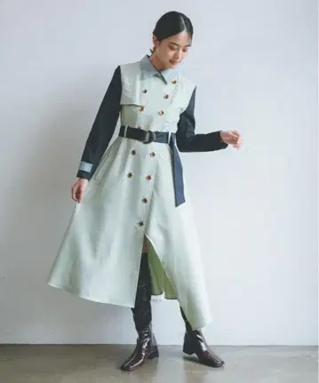 [택 포함 새상품] redyazel 컬러 블록 트렌치 원피스