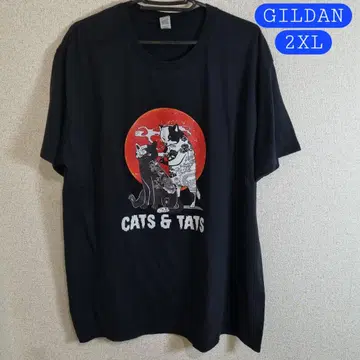 1102 길단 블랙캣 타투 아트 T셔츠 캣츠&타츠