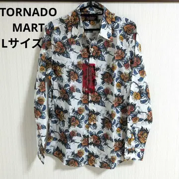 토네이도 마트 셔츠 긴팔 꽃무늬 L Y2K 플라워 화이트 택 포함