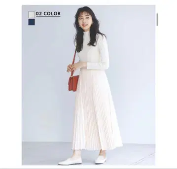 아이보리 니트 플리츠 원피스 basementonline