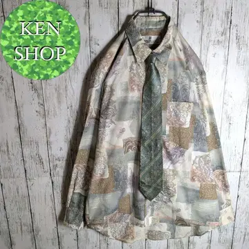 넥타이 셔츠 멀티 컬러 디자인 올 패턴 보태니컬 무늬 빈티지 구제 의류