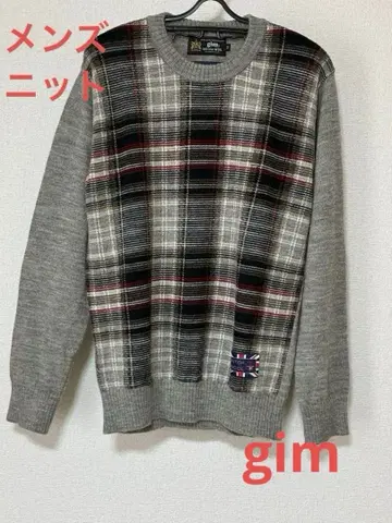 체크 무늬 니트 스웨터 남성용