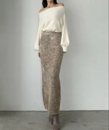 Louere 샤기 니트 펜슬 스커트