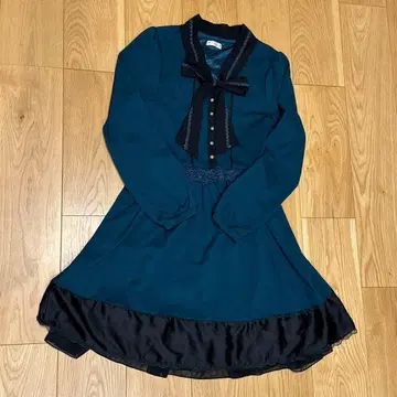 [ 인기 ] axes femme 원피스 그린 리본 레이스 버튼 M