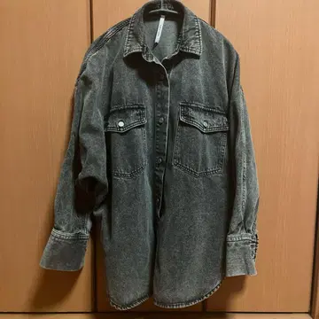 그레이 데님 돌먼 셔츠 자켓