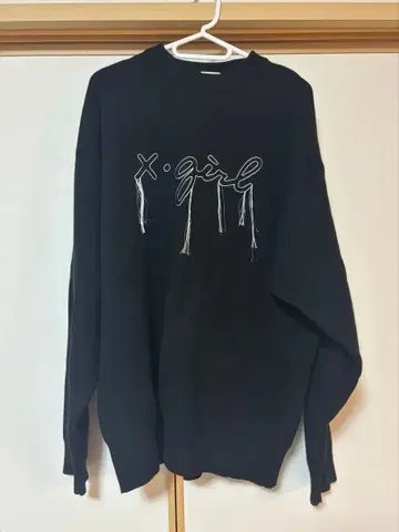 x-girl 니트 맨투맨 블랙