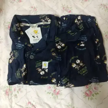 스누피 남성용 긴팔 파자마 M 사이즈 네이비