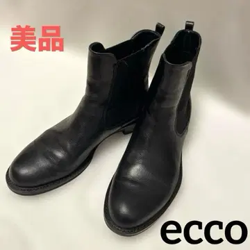 새상품급 ECCO 사이드 고어 부츠 가죽 블랙 러버 솔 24cm
