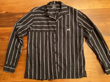 SCHOTT 긴팔 셔츠 M 블랙 스트라이프