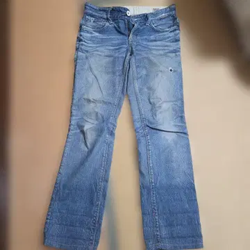 EDWIN 스트레이트 청바지 데미지 롤업