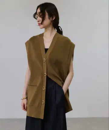 ADAM ET ROPE 미들 니트 베스트 브라운