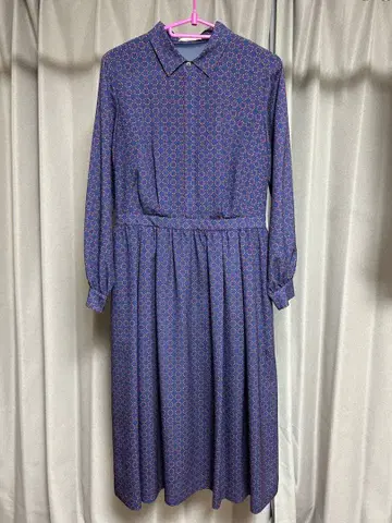 MACKINTOSH 네이비 오렌지 패턴 원피스