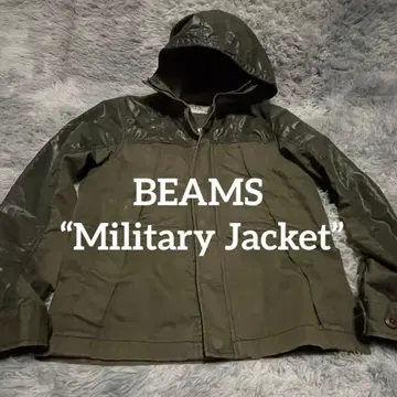 BEAMS 빔즈 밀리터리 자켓 후드 부착 올리브색 S