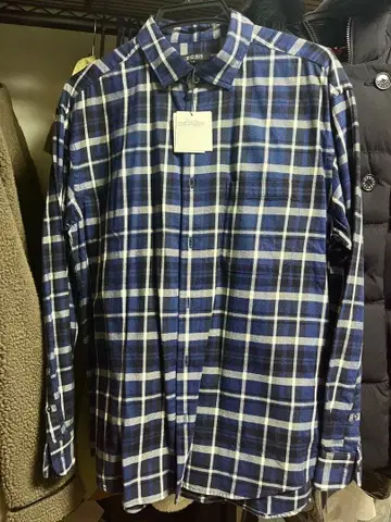 PLST 체크 무늬 플란넬 트윌 긴팔 셔츠