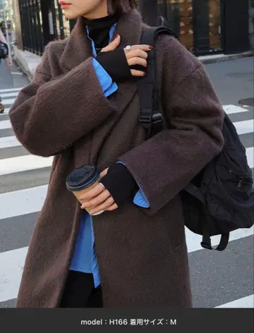 니트 샤기 롱 체스터 코트 브라운 M 사이즈