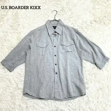 [ 유에스 보더 ] 린넨 라이크 셔츠 (L) 워셔블 겉옷 오피스 그레이