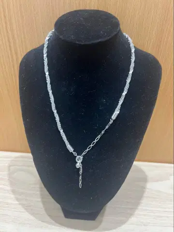 실버 체인 물방울 참 포함 목걸이 주얼리