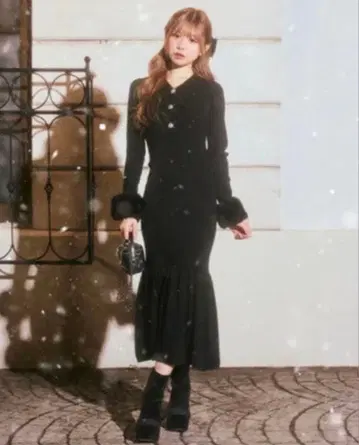 michellMacaron 퍼 롱 니트 원피스