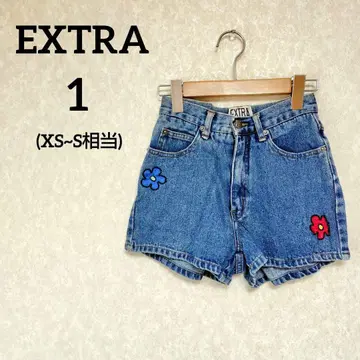 한 점뿐인 EXTRA [1] 90년대 스타일 꽃무늬 와펜 데님 숏팬츠