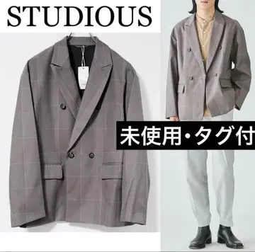[ 미사용 ] 스테이디어스 오리지널 체크 루즈 더블 브레스트 자켓 L
