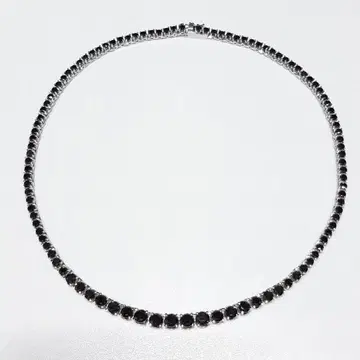 목걸이 실버 컬러 블랙 블랙 CZ 다이아몬드풍 테니스 디자인