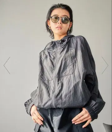 BAYFLOW 시어 지퍼 후드티 차콜