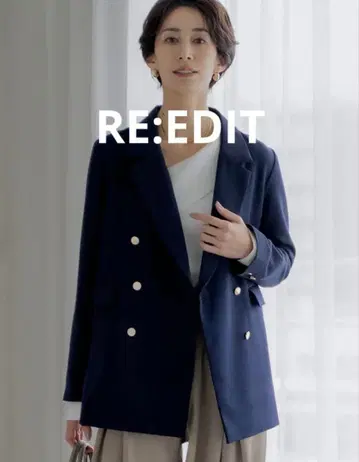 [택,버튼 부착] RE:EDIT 리디 골드 버튼 블레이저 자켓 네이비