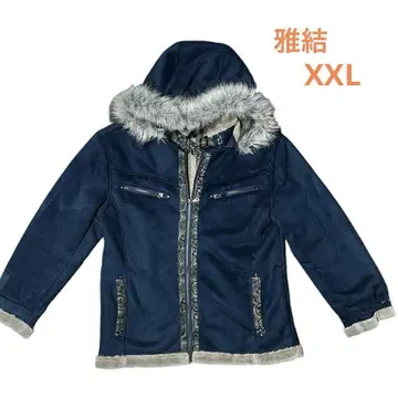 미야비유키 보아 자켓 자켓 아우터 일본풍 패턴 블루 XXL