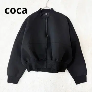 코카 coca 바운스 맨투맨 코쿤 지퍼 블루종 M 블랙 짧은 기장