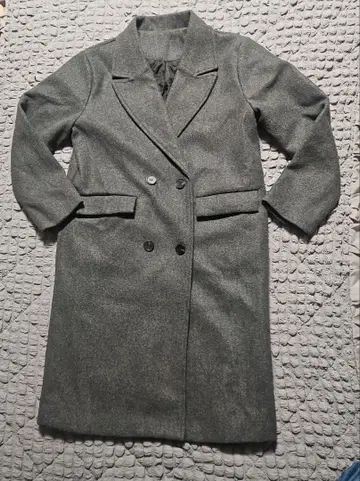 그레이 더블 브레스트 롱 코트