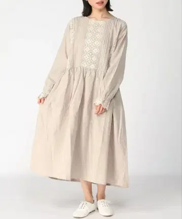 사만사 모스모스 면린넨 기모 레이스 원피스