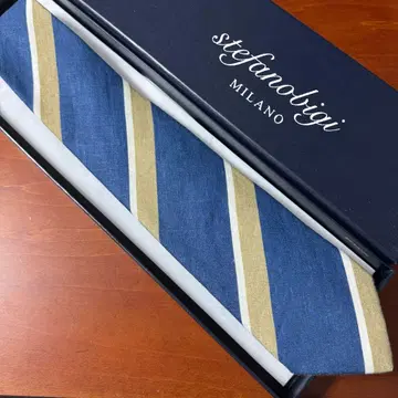 정가 24만 스테파노 비기 린넨 소재 레지멘탈 스트라이프 넥타이