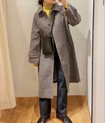 ungrid 스텐칼라 체크 코트