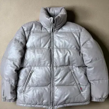 새상품급 레어 schott L 가죽 다운 자켓 그레이 양가죽 다운