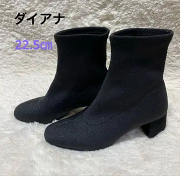 고품질 다이애나 숏부츠 22.5cm 블랙 와이드 힐