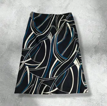 모드 스타일 로트레아몽 추상 패턴 스커트 블랙 블루 화이트 40