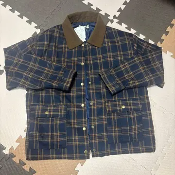 시마무라 non 코듀로이 절개 체크 블루종 M 사이즈