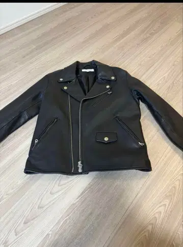 블랙 가죽 더블 라이더 자켓