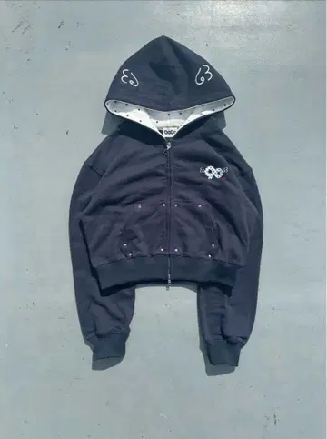 NINETY NINETY 크롭 후드티 네이비