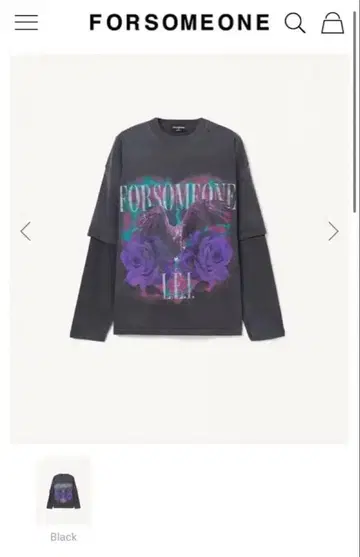 FORSONEONE 블랙 롱 슬리브 티셔츠