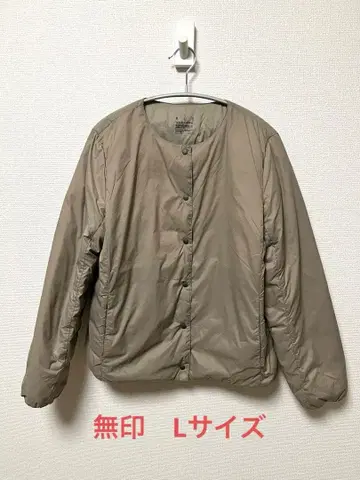 무인 경량 다운 노카라 자켓 여성용 L 사이즈 라이트 베이지