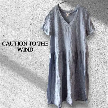 1점 한정 CAUTION TO THE WIND 스트라이프 반팔 원피스