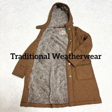 트래디셔널 웨더웨어 퀼팅 코트 롱 보아 부착