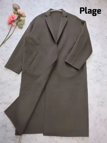 Plage 플라주 울 리버 롱 코트 브라운